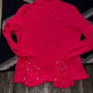 SHEIN Vibrant Pink Blouse with Pearl Details